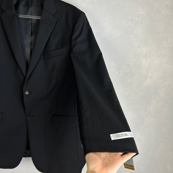 Jones New York Collection size 44L blazer 100% worsted wool black striped NEW - Picture 4 of 14